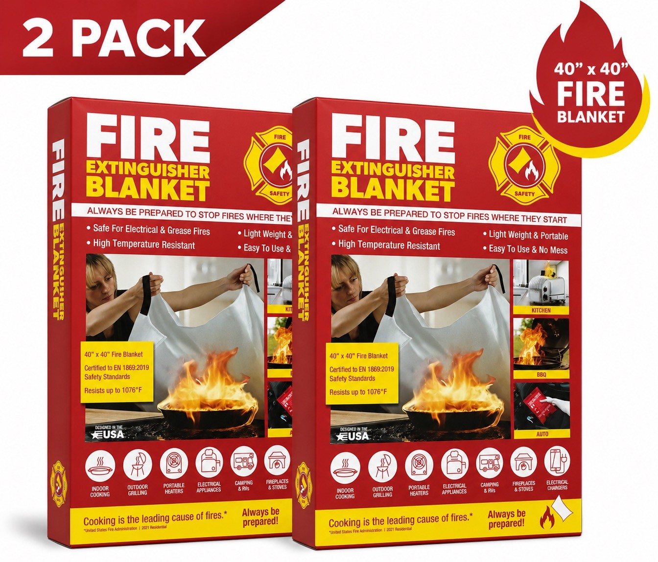 Silverback 40 in. x 40 in. Fire Blanket Fiberglass Fabric 2 Pack