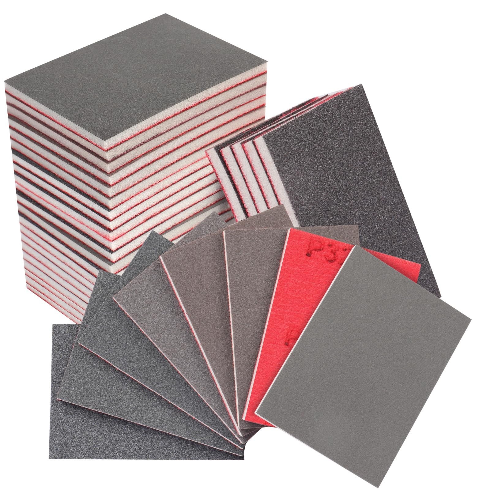 32 Pcs 3 x 4 Inch Sanding Sponge Set, 180-3000 Grit Abrasive Sanding Pads Sof...