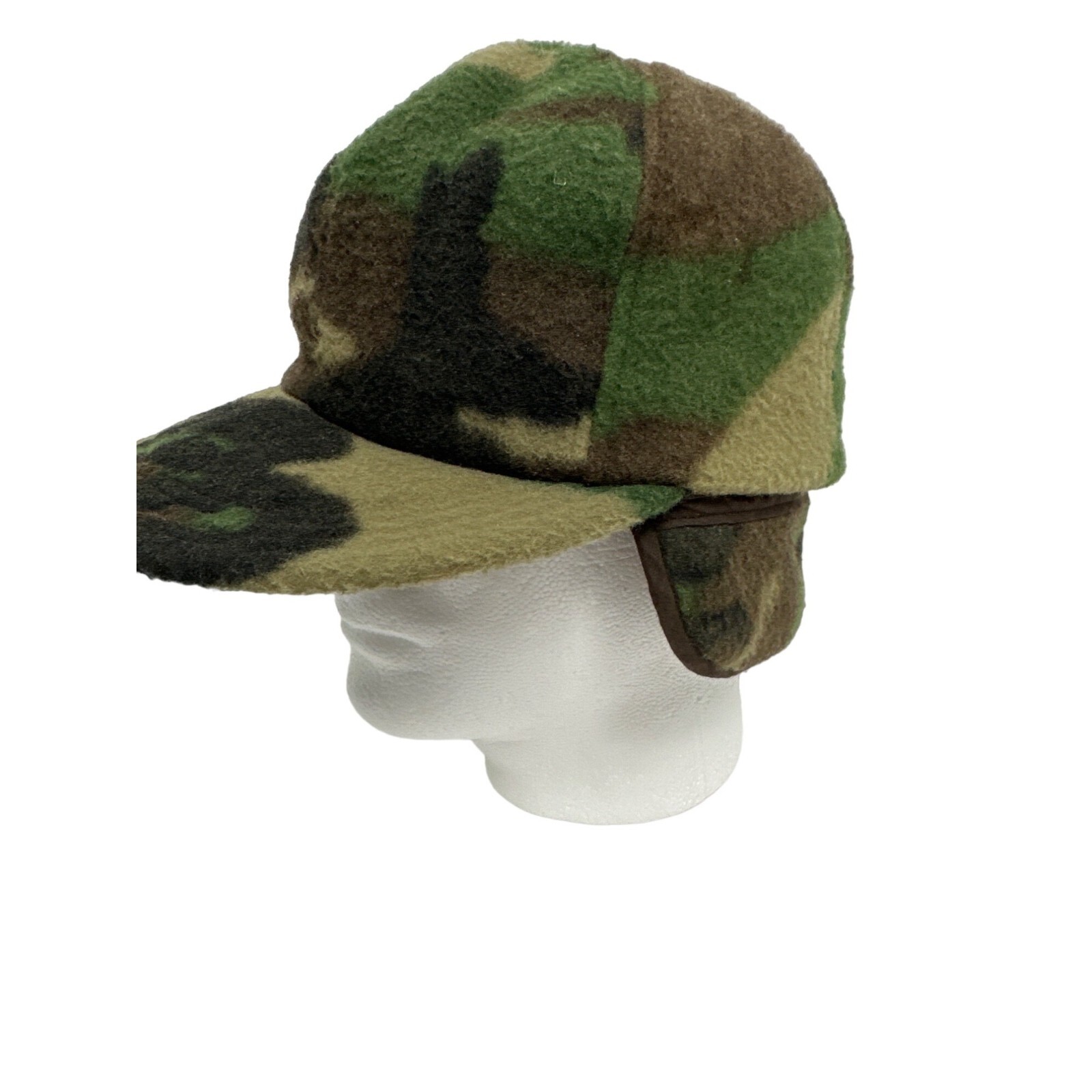VTG Cabela's Fleece Camo Hunting Hat w/ Ear Flaps Made In USA Sz LG Sidney NE