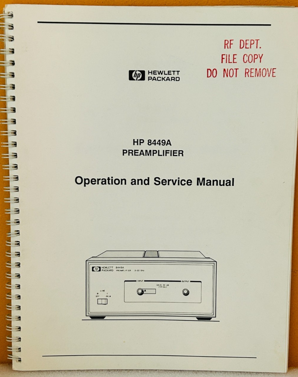 HP Agilent 08449-90005 1988 HP 8449A Preamplifier Operation & Service Manual.