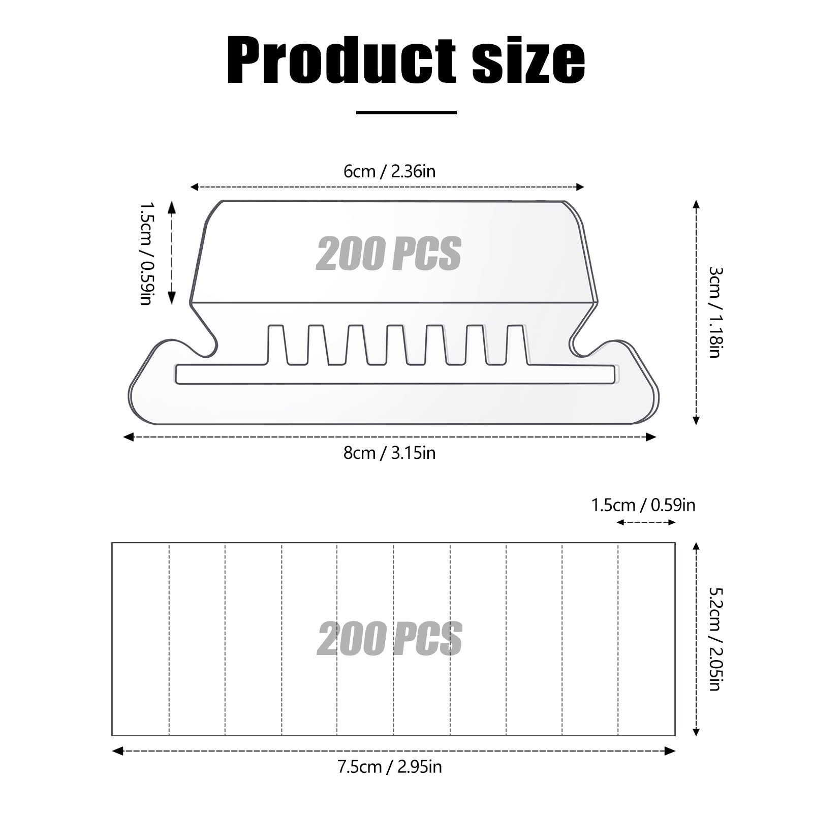 200 Pcs File Folder Tabs and 200 2 Inch Hanging Inserts Transparent