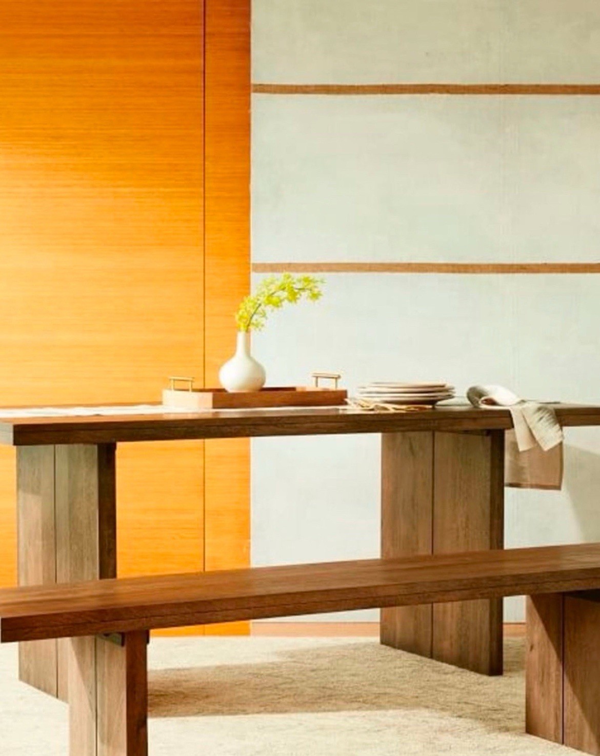West Elm Dining Table With Bench Chairs