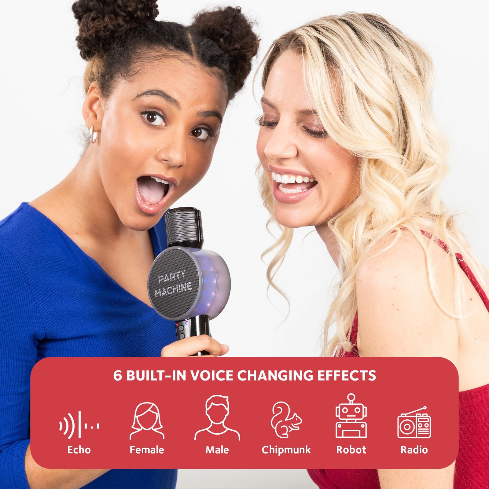 Wireless Karaoke Microphone Handheld Bluetooth Speaker Voice Changer Black