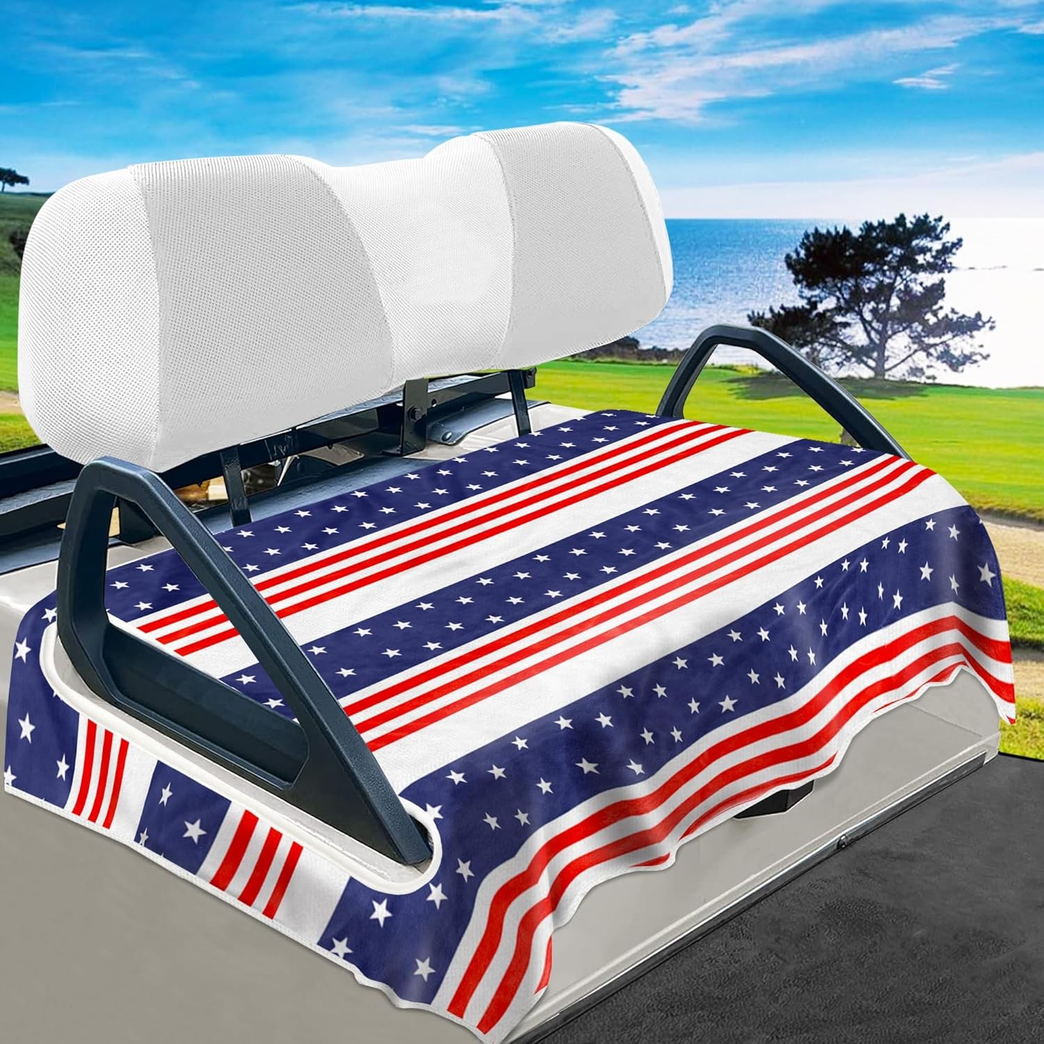 Golf Cart Seat Covers,  American Flag Design Golf Cart Seat Blue Red White Flag