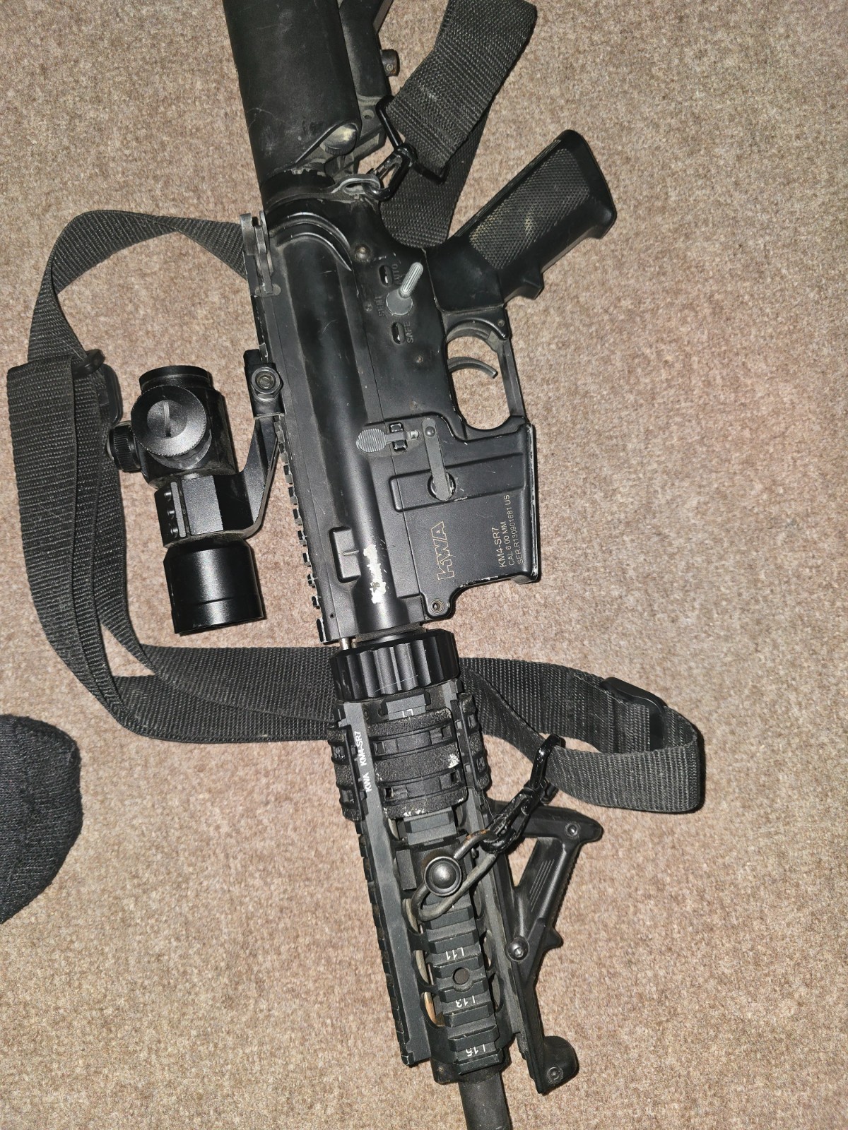KWA KM4 SR7 AEG Airsoft Gun - Black UPGRADED