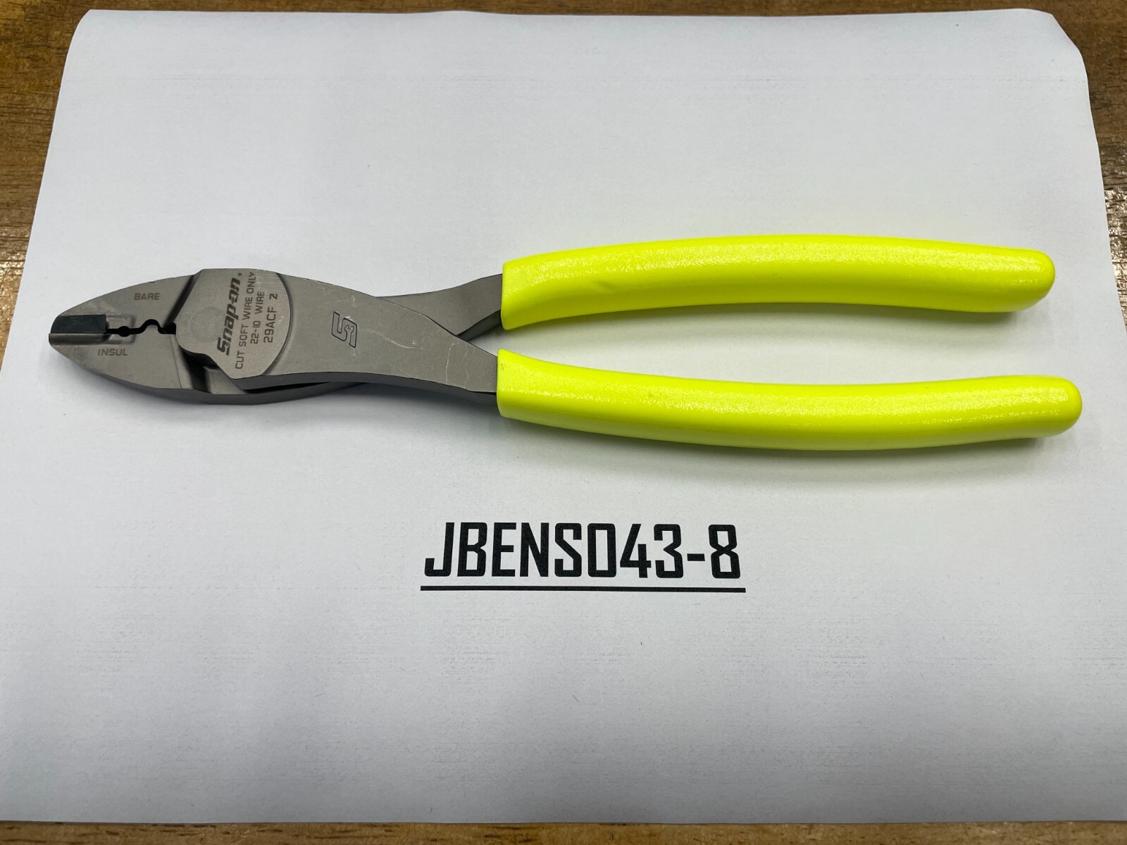 Snap-on Tools USA NEW HI-VIZ Soft Grip 9" Wire Terminal Crimping Tool 29ACFHV
