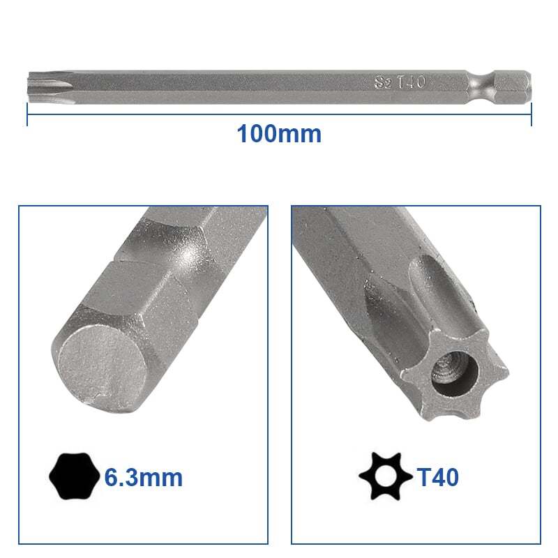 8PCS Torx Screwdriver Drill Bit Set 100MM Extra Long Hex Security Magnetic