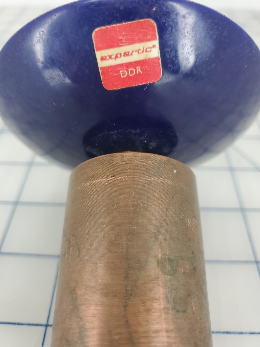 MCM Mid Century Blue enameled Copper Candleholder Expertic DDR Germany