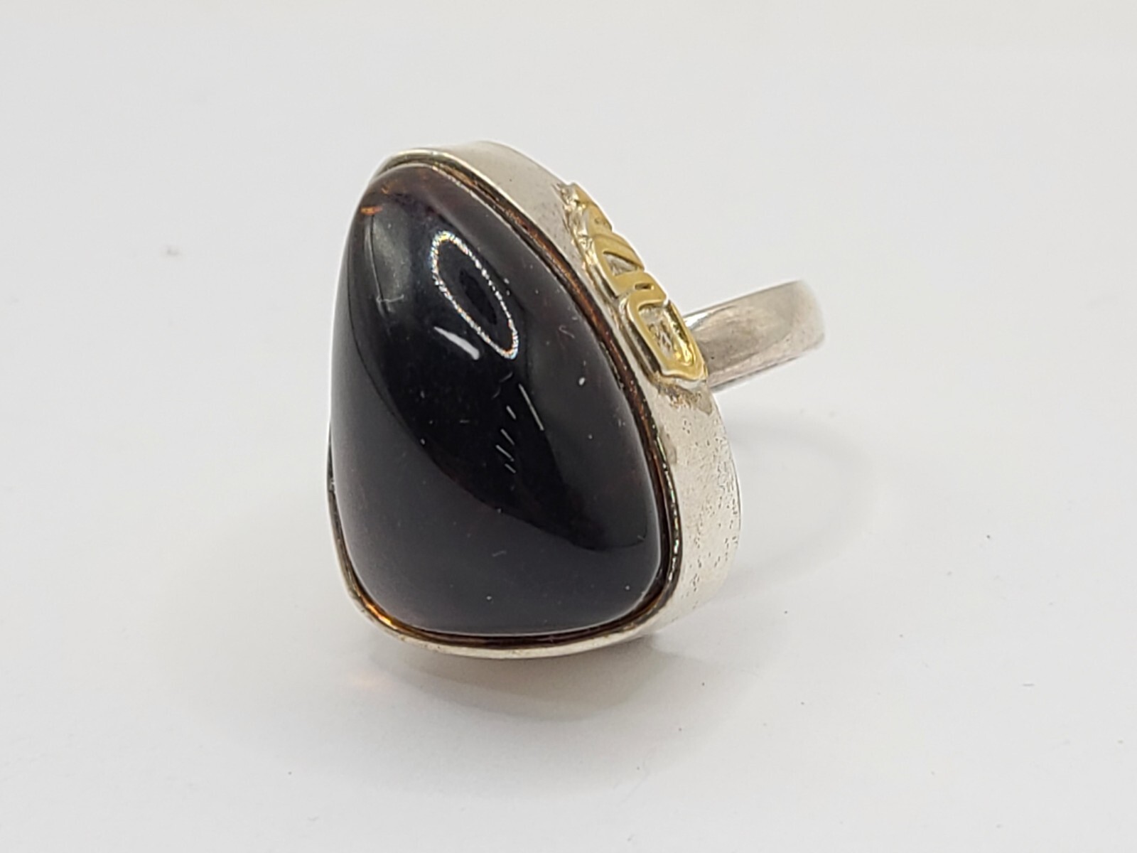 Dark Amber Statement Ring Handmade sz 9