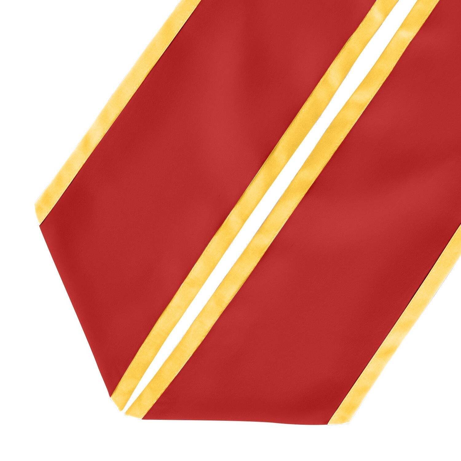 Endea Graduation Red/Gold Plain Graduation Stole With Trim Color