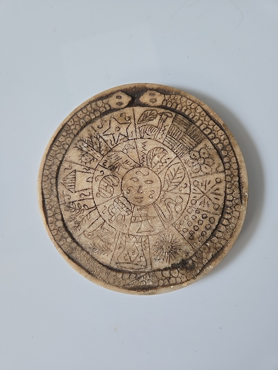 Peruvian Hand carved Inca's calendar - stone- snake design