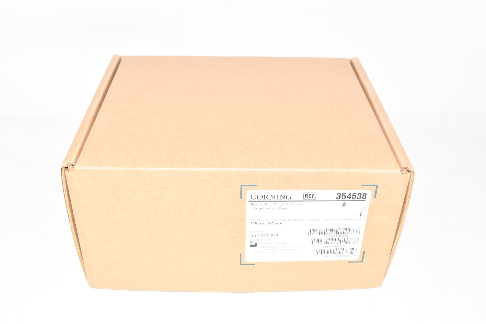 NEW Corning 354538 BioCoat Poly-D-Lysine 150cm Rectangular Canted Neck Cell Cult