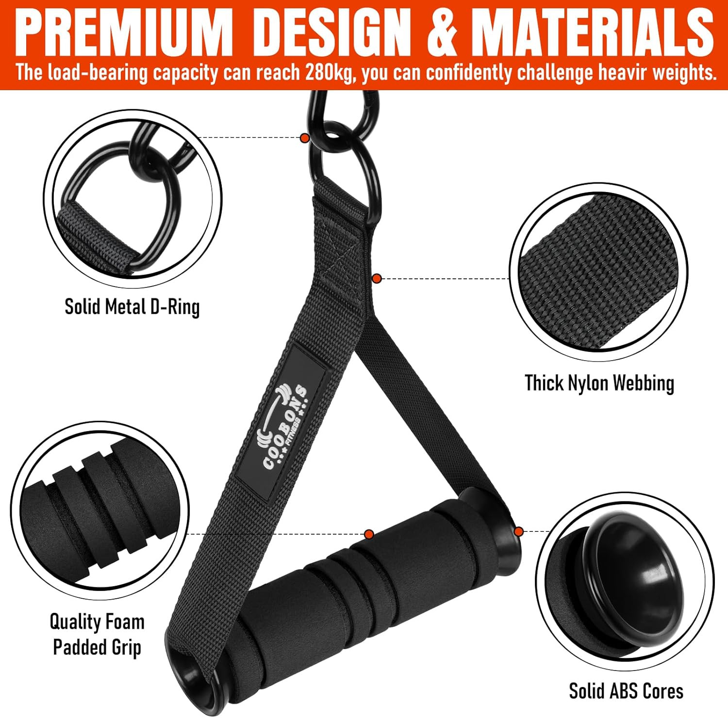 Heavy Duty Exercise Handles, Gym Cable Handles for Cable Machine Attachments, D