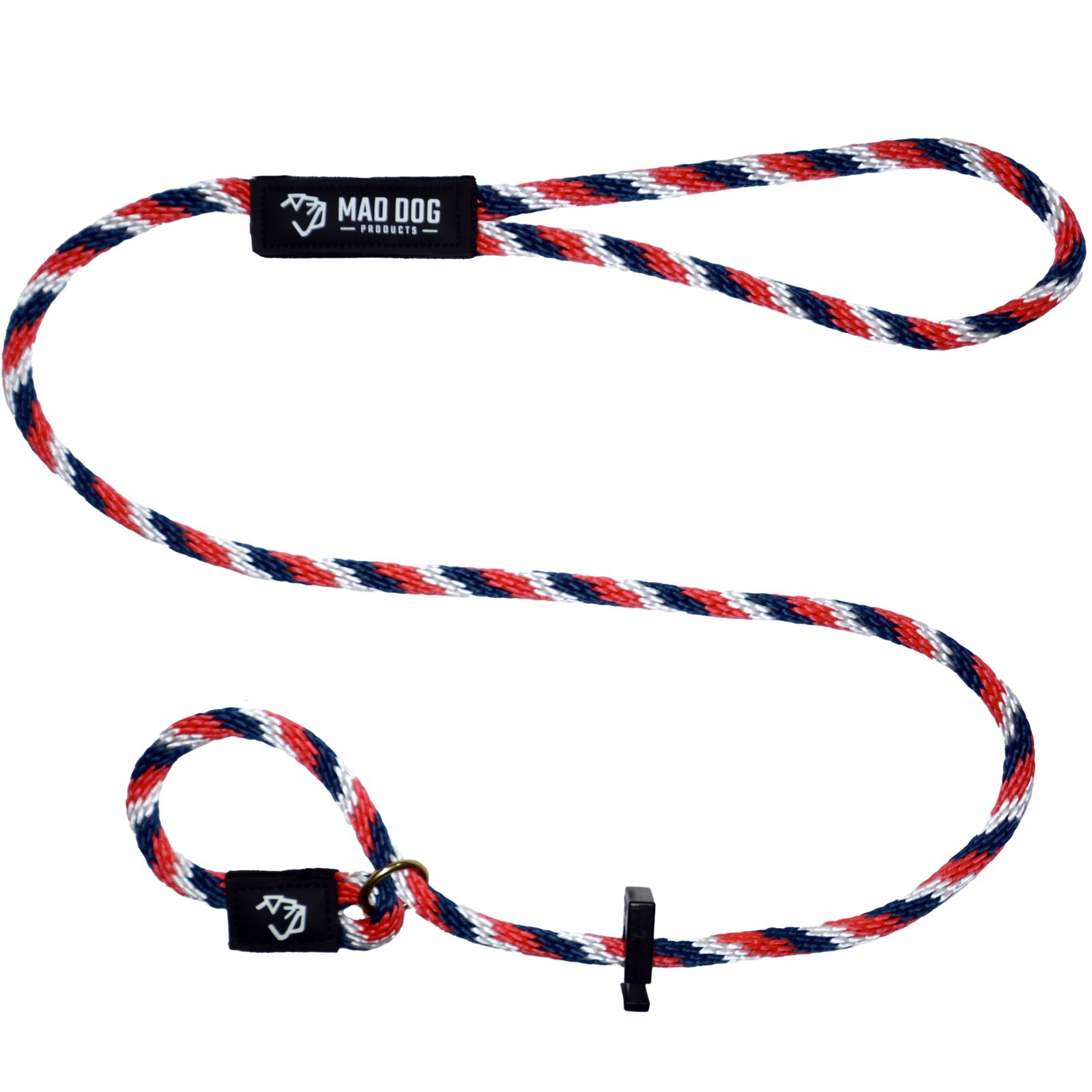 Mad Dog Products English Slip Dog Leash 1/2” x 10’ Red/White/Blue Signature Rope
