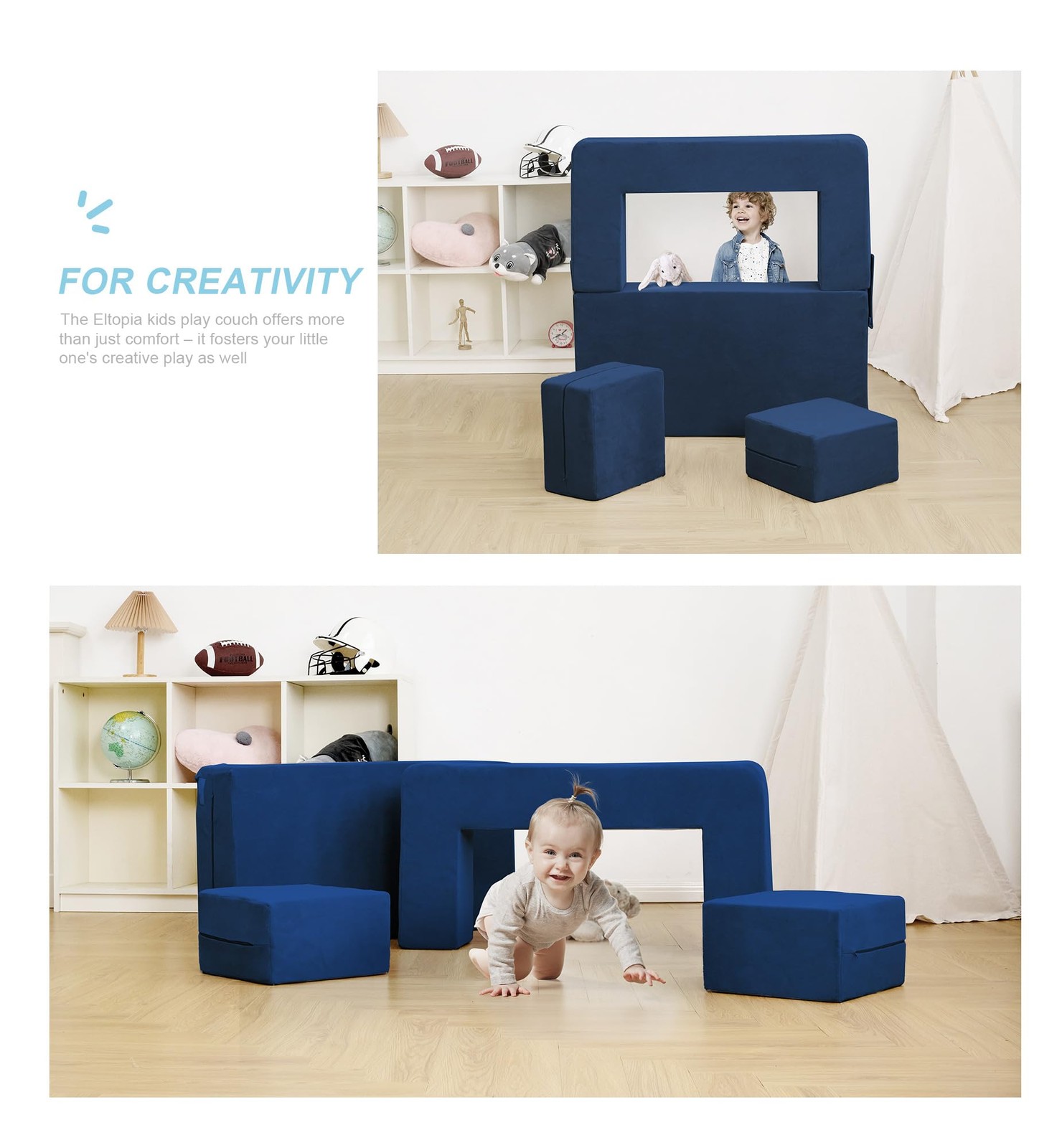 Modular Kids Sofa,Toddler Couch Foam Armchair for Kids, Children Convertible ...