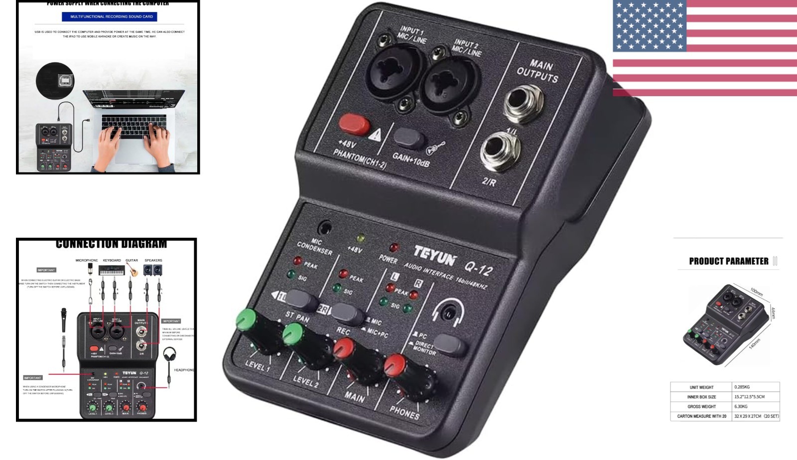USB Audio Interface for PC,Interface for Recording Music Computer Recording A...
