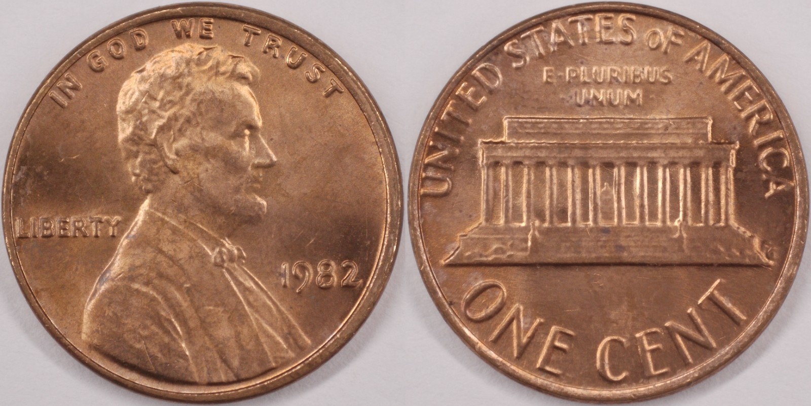United States 1982 1 Cent [Bronze Large Date] Lincoln Memorial KM#201 Bronze