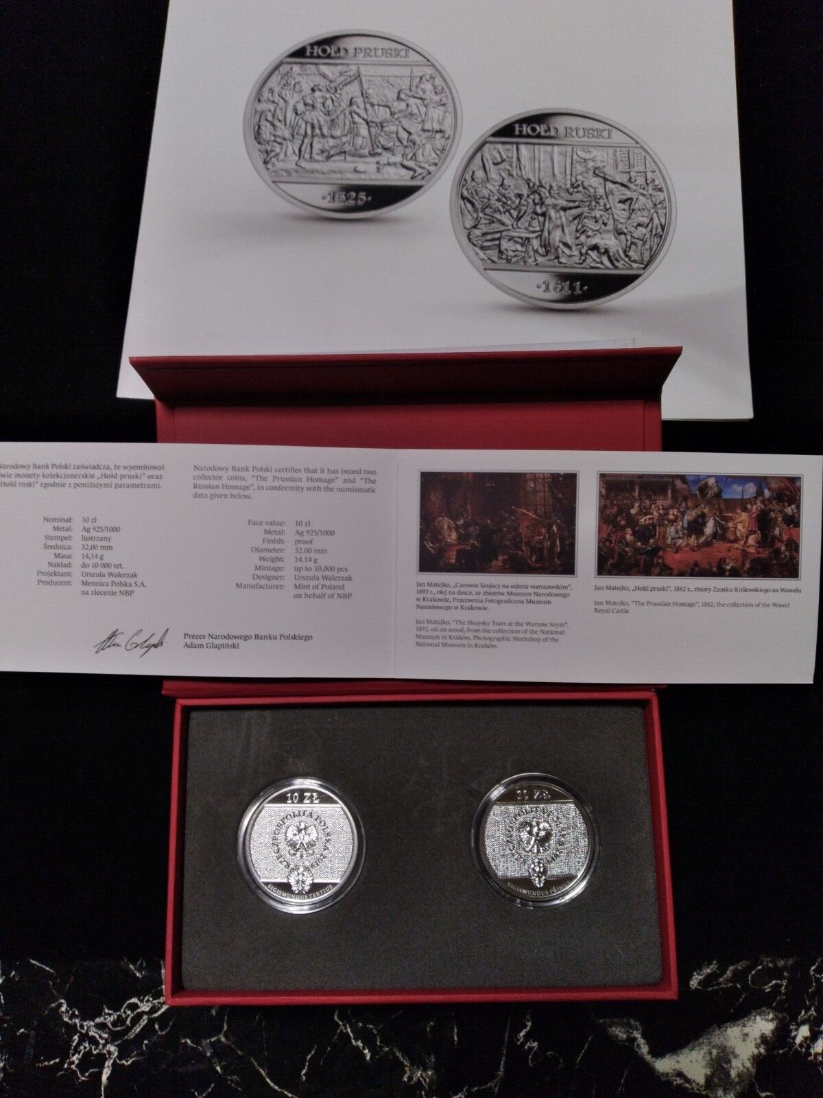 Poland 10zl 2019 Very Rare Set 2 Silver Coins "Hold Pruski" & "Hold Ruski" B-UNC