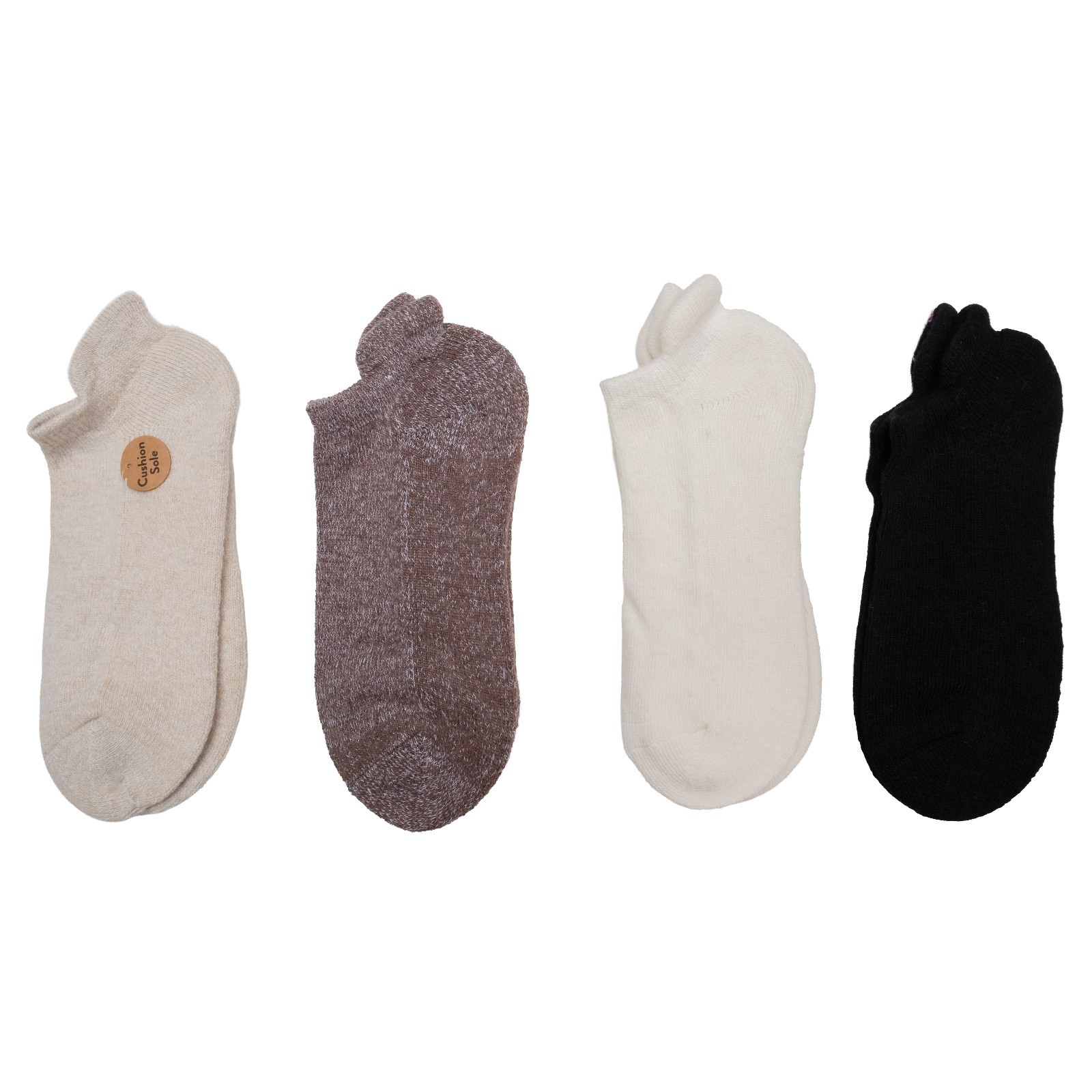 BORN 4 Pairs of Wool Blend Socks Size 4-10 Tan White Brown Black