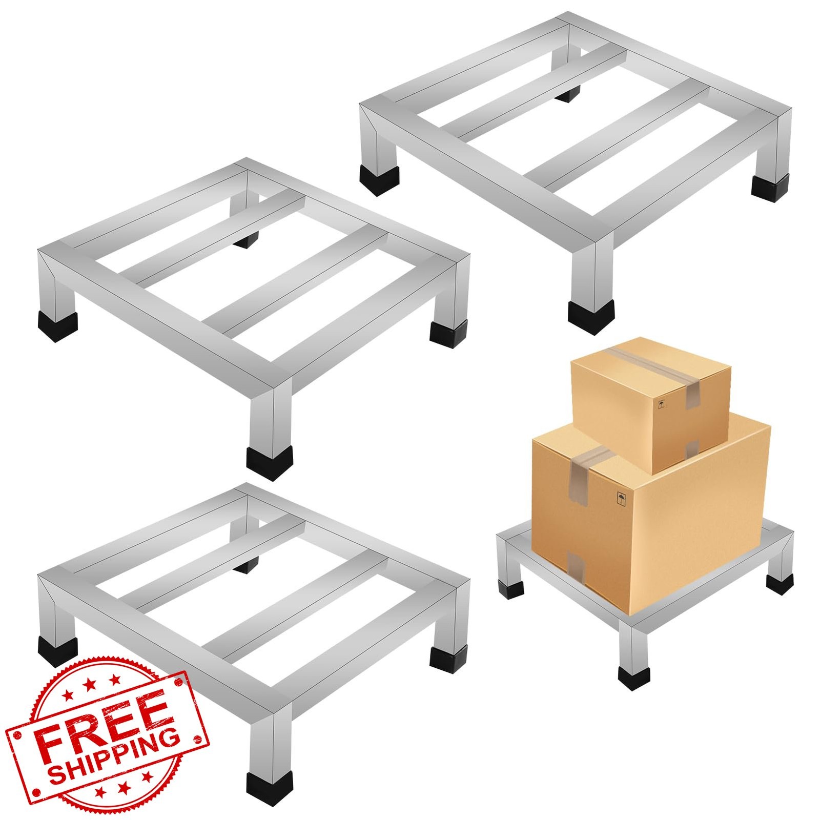 GRETJOB 3-Pack Dunnage Rack 11.8x11.8x3.9 SS