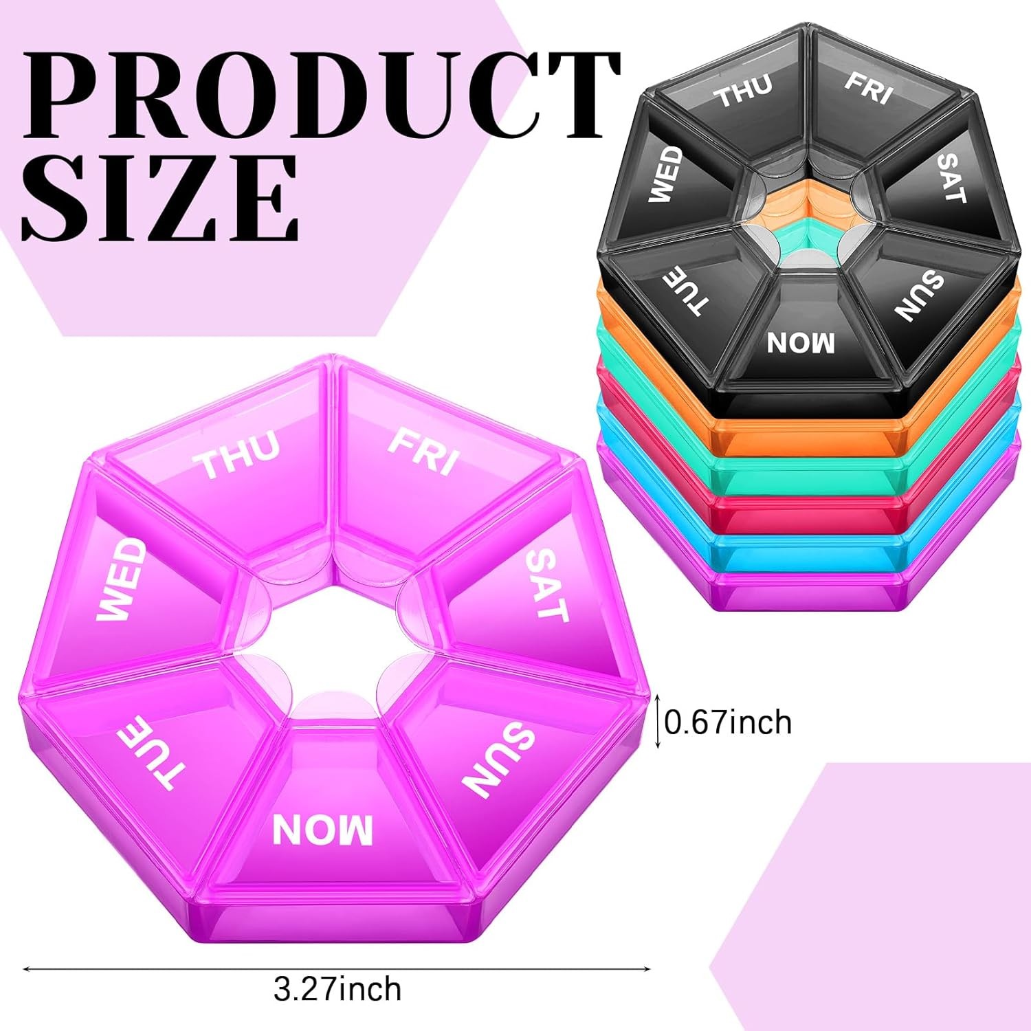 3pc Random Small Weekly Pill Organizer Travel Round Storage Box Daily Reminder