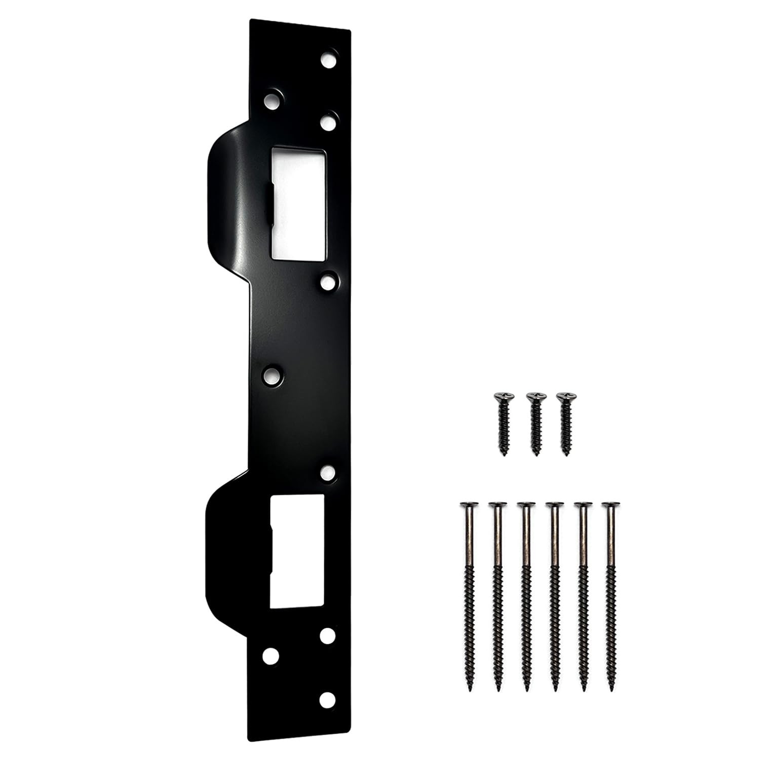 Door Strike Plate Reinforcement Plate, Front 1 Pack, Matte Black