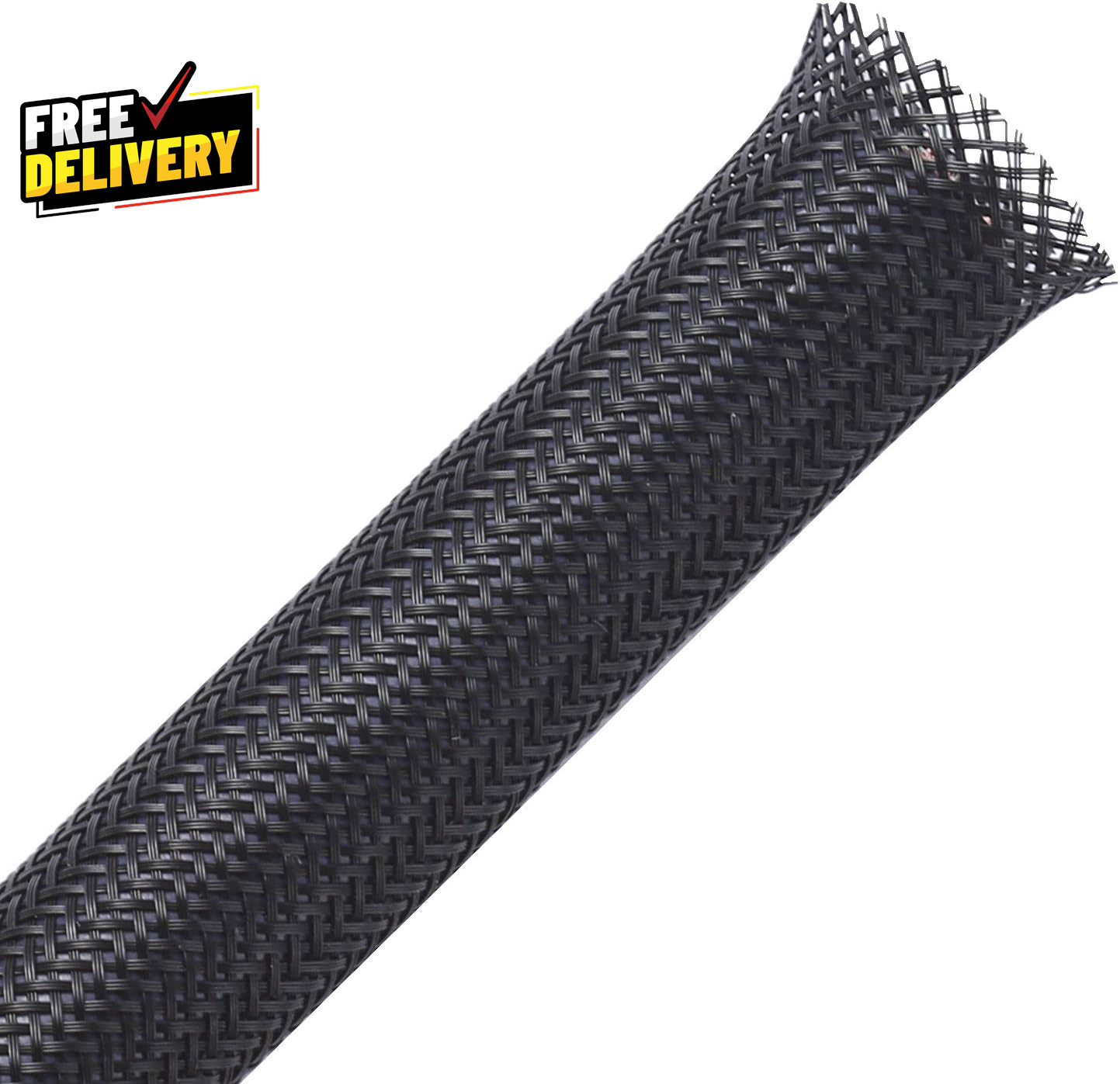 100Ft - 1/4 Inch PET Expandable Braided Sleeving Black   Braided Cable Sleeve