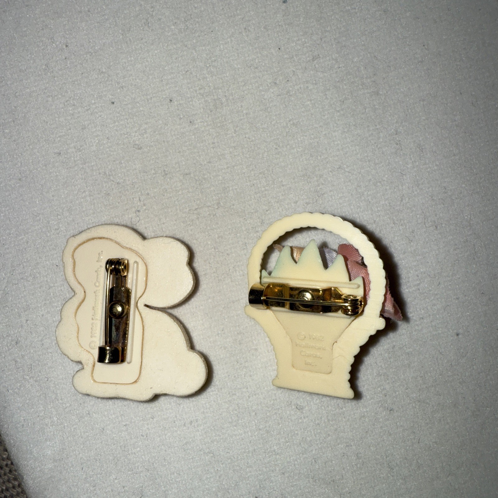 Hallmark Vintage Bunny Basket Easter Pins Two Pins RARE