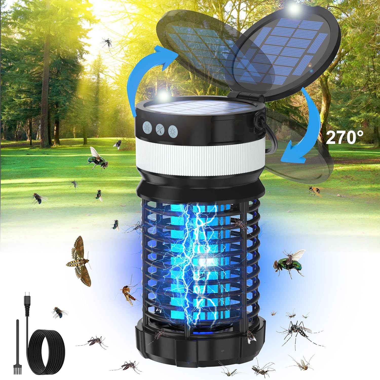 22 - iooo Solar Bug Zapper Outdoor BK