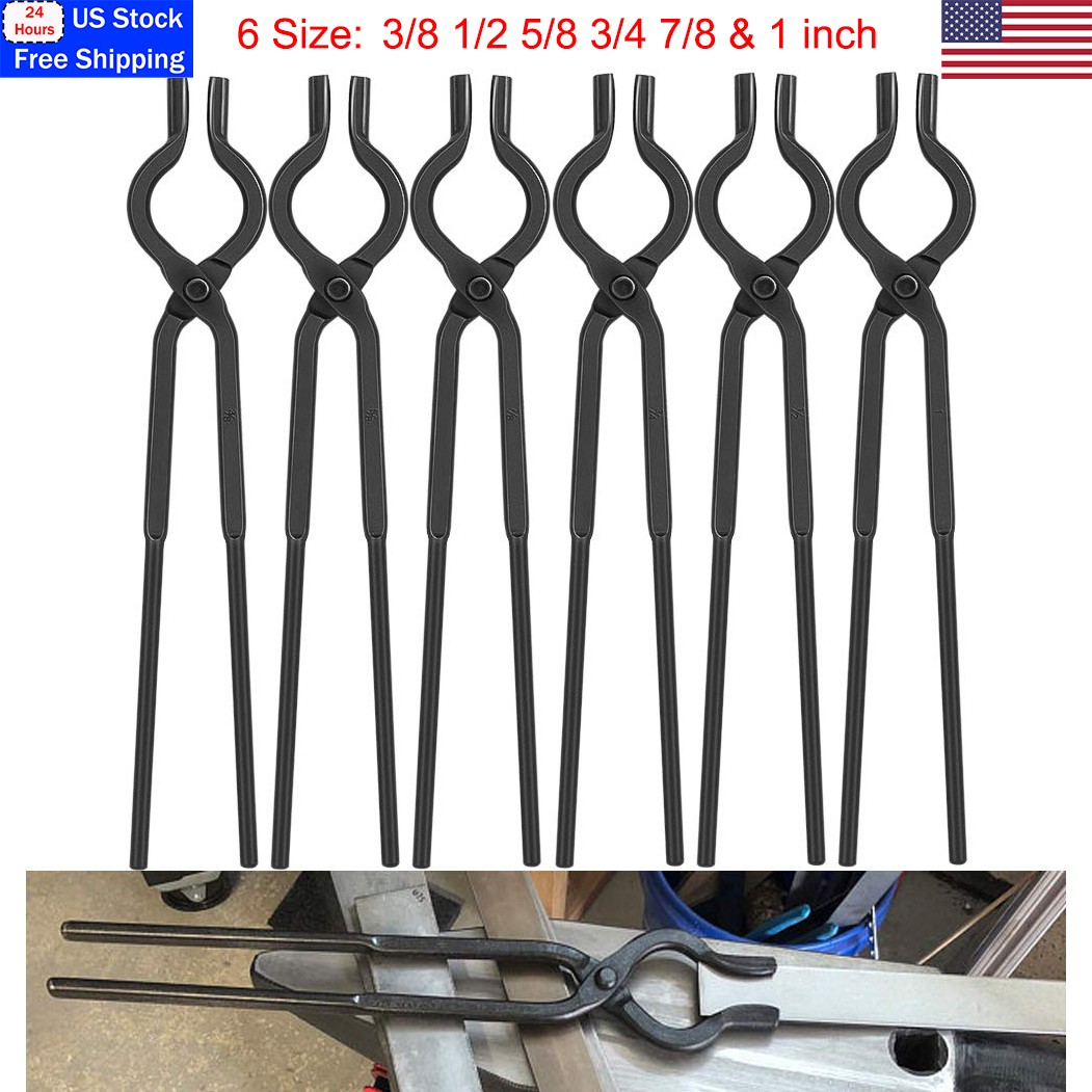 6PC V-Bit Bolt Knife Making Blacksmith Tong Set Bladesmith Tool Anvil Vise Forge