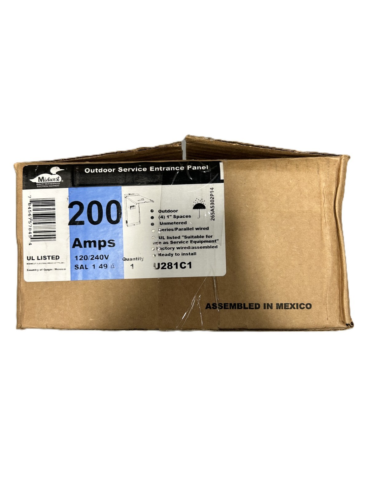 Midwest U281C1 Outdoor Service Entrance Panel 200A 120/240V