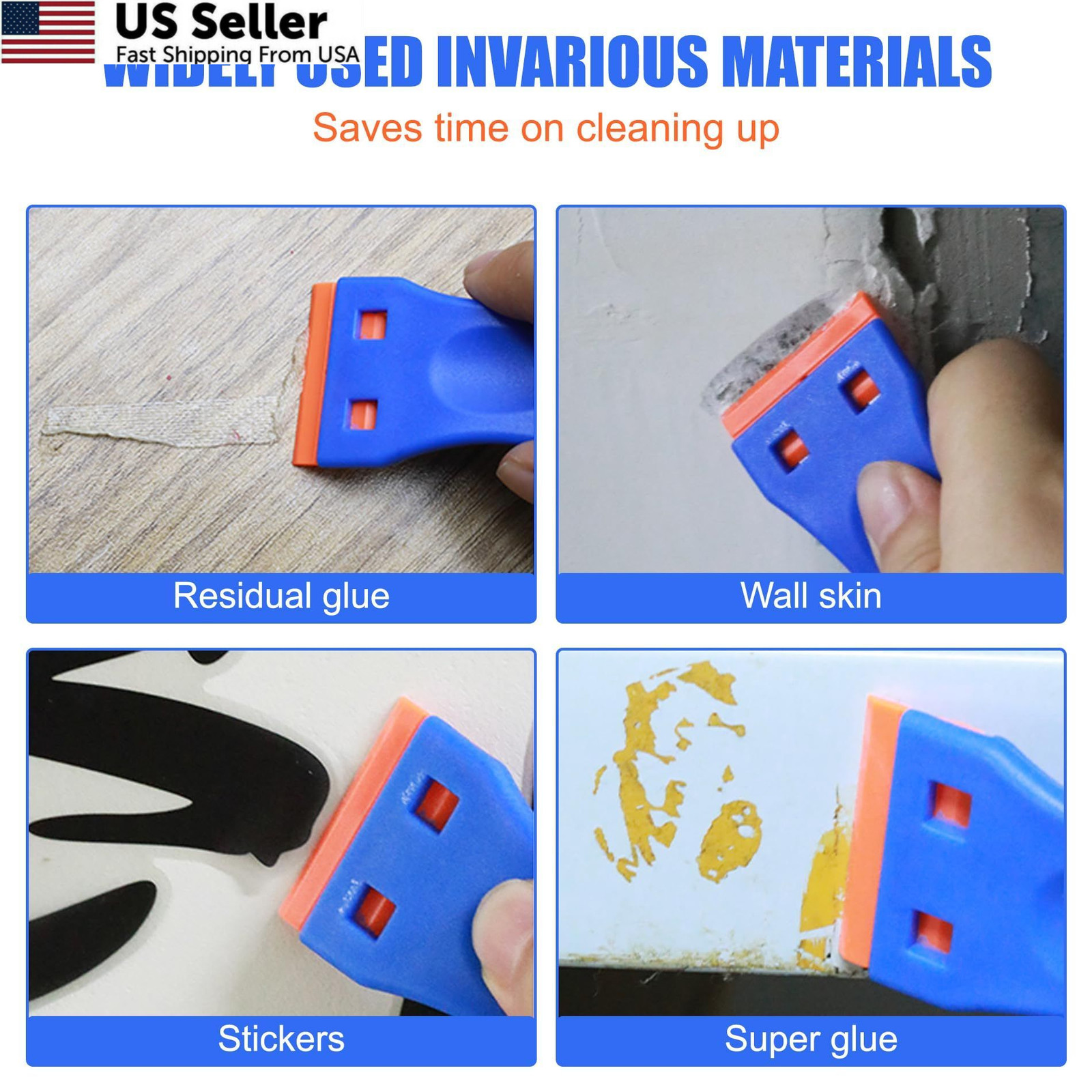 4 Pcs Plastic Razor Blade Scraper and 120 Blades, Remove Label Decal...