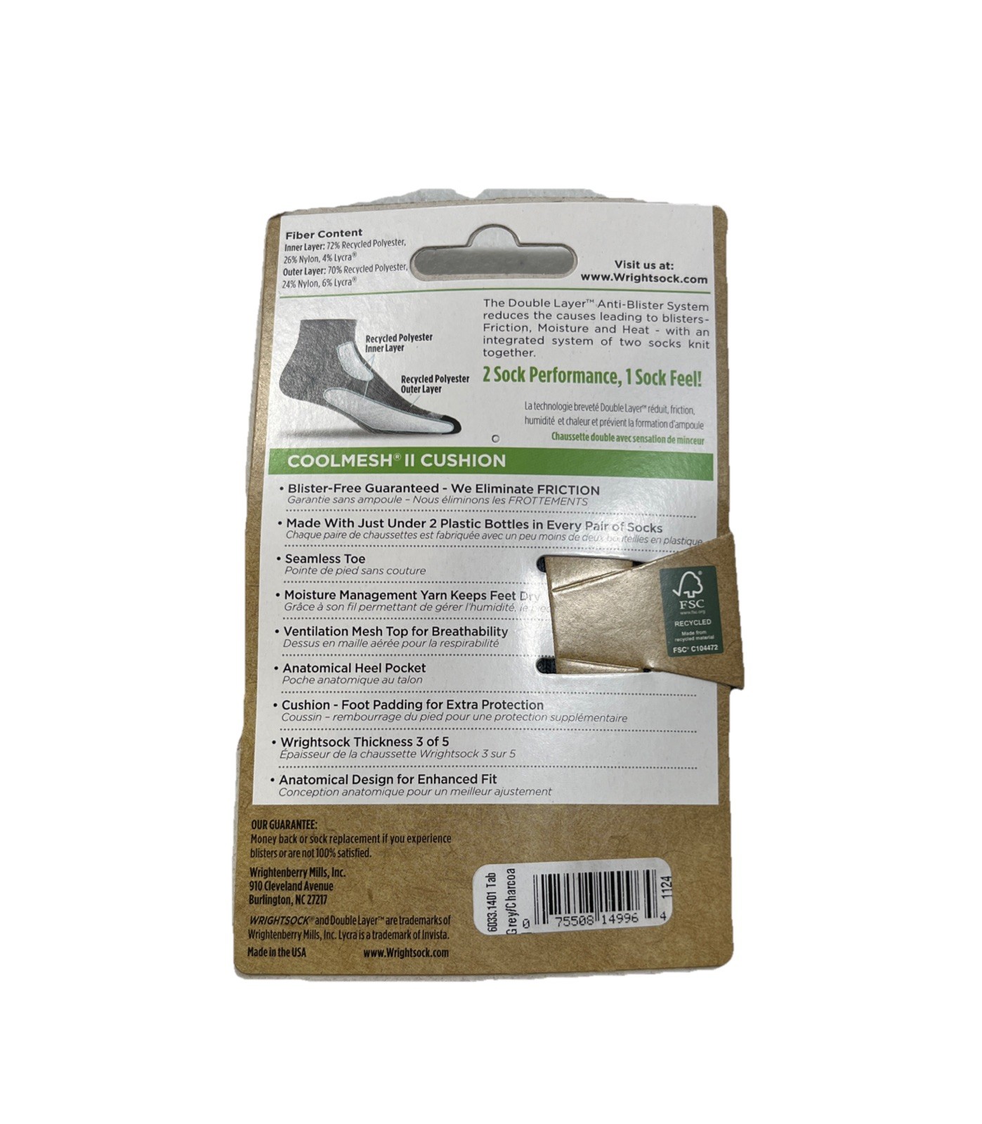 WrightSock Cool Mesh Double Layer Socks For Men & Women (2 Pack)