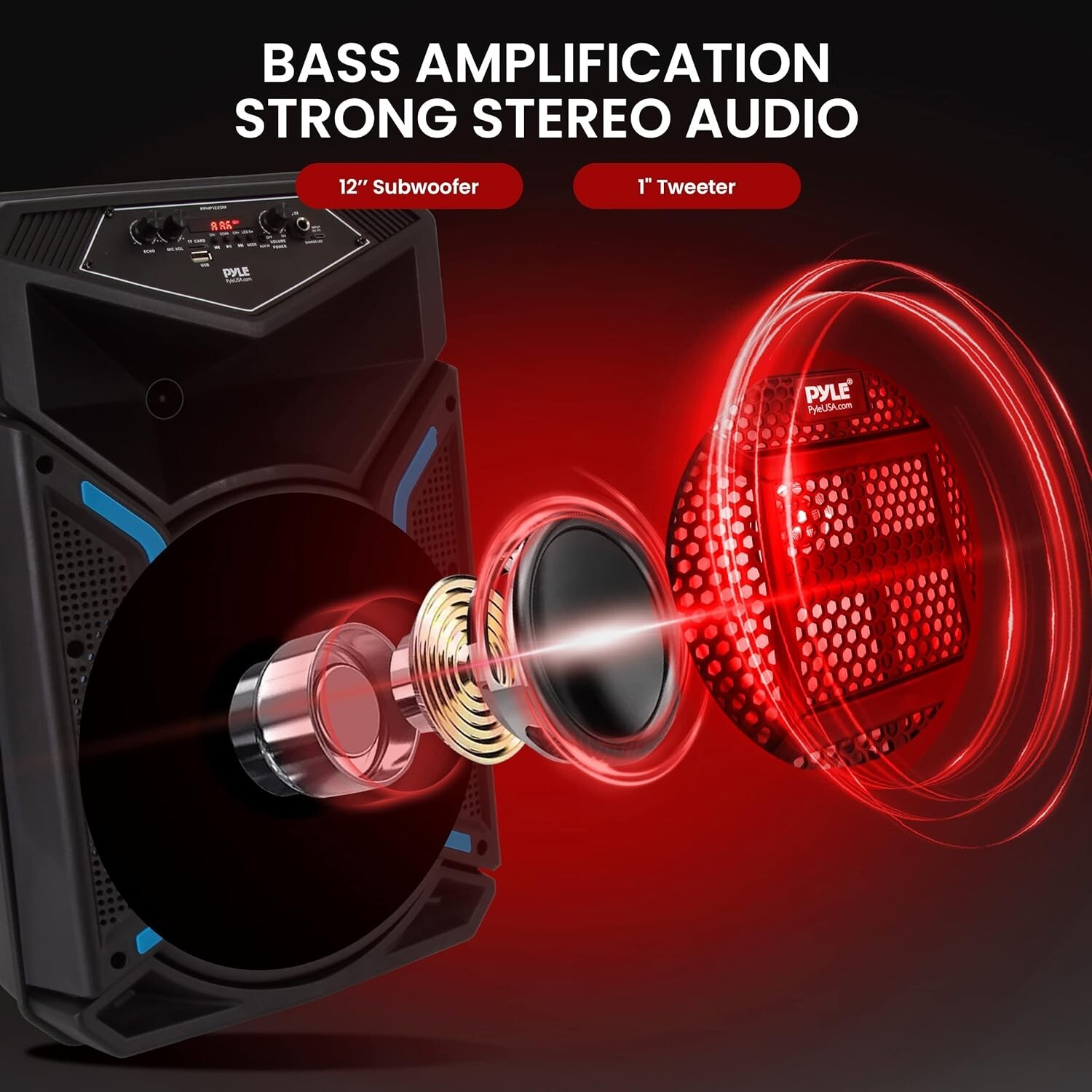 Pyle 12in Bluetooth PA Speaker System 800W Rechargeable & Durable & Stylish