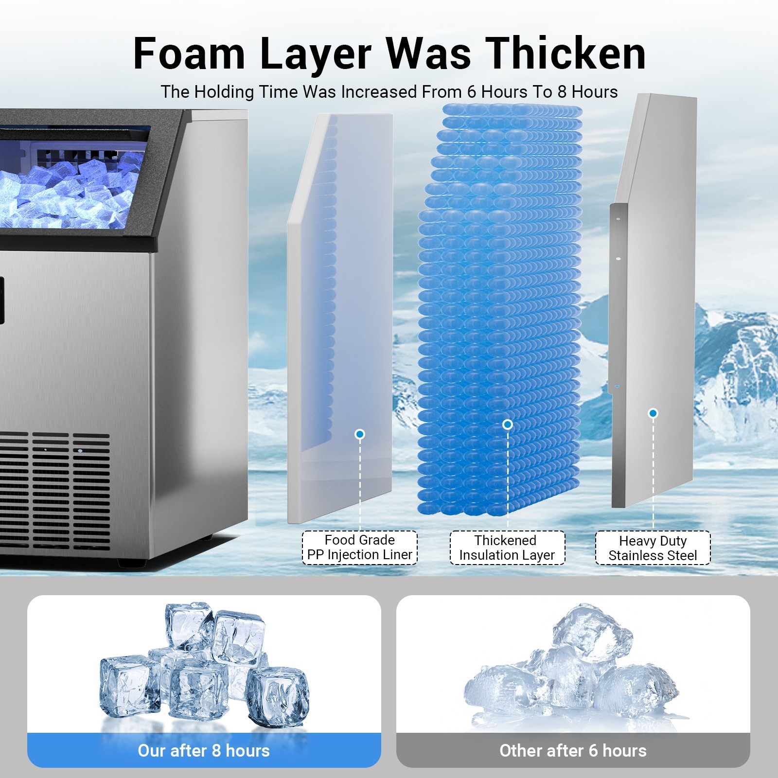 200Lbs Commercial Ice Maker Bar Restaurant Ice Cube Machine with 45lbs Storage
