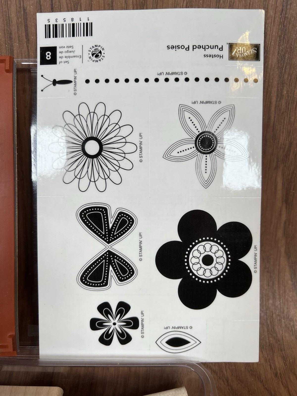 Stampin Up! Friendship Blooms Set Of 5 Wood Mounted Rubber Stamps New RS2