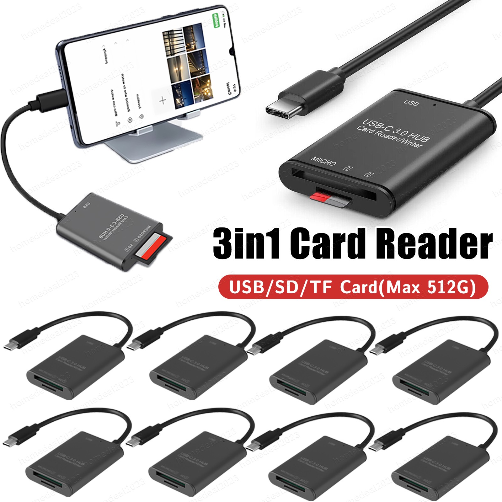 USB C to SD Card Reader Writer Adapter USB 3.0 Micro SD Memory Card Adapter Lot