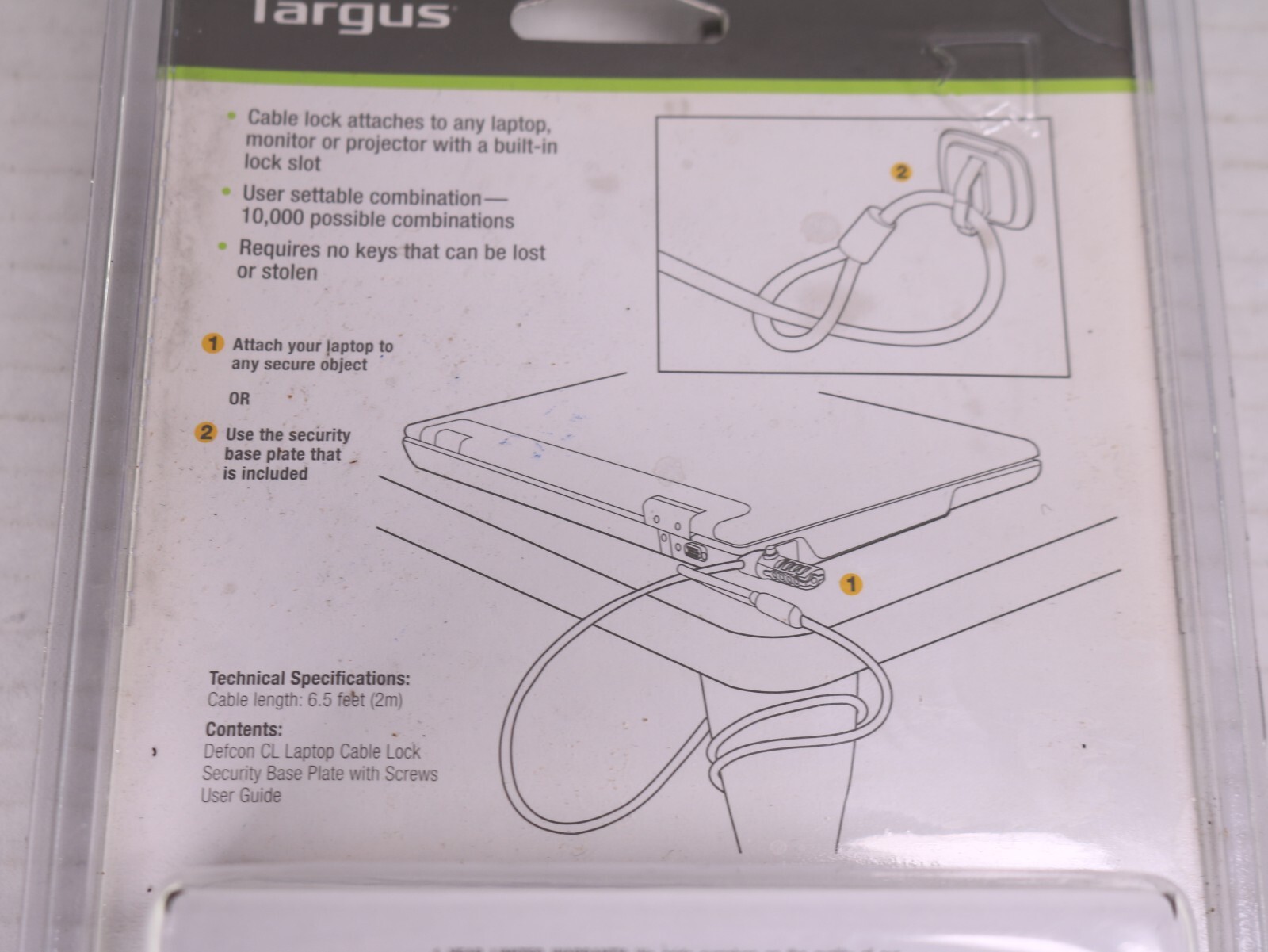 Targus DEFCON CL Laptop Computer Cable Lock - Resettable 4 Digit-Code, Galvanize