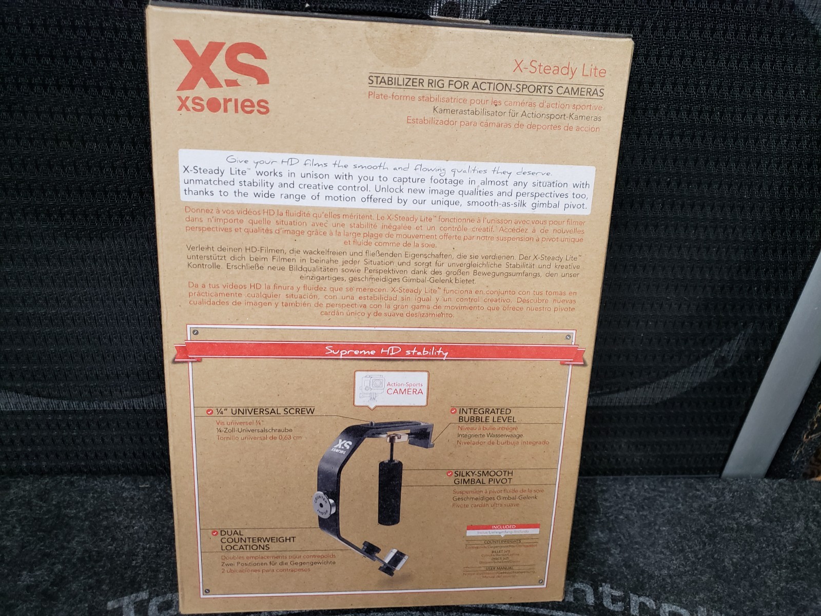 XS STEADY LITE Stabilizer Rig Video Camera / GO PRO - NEW IN BOX