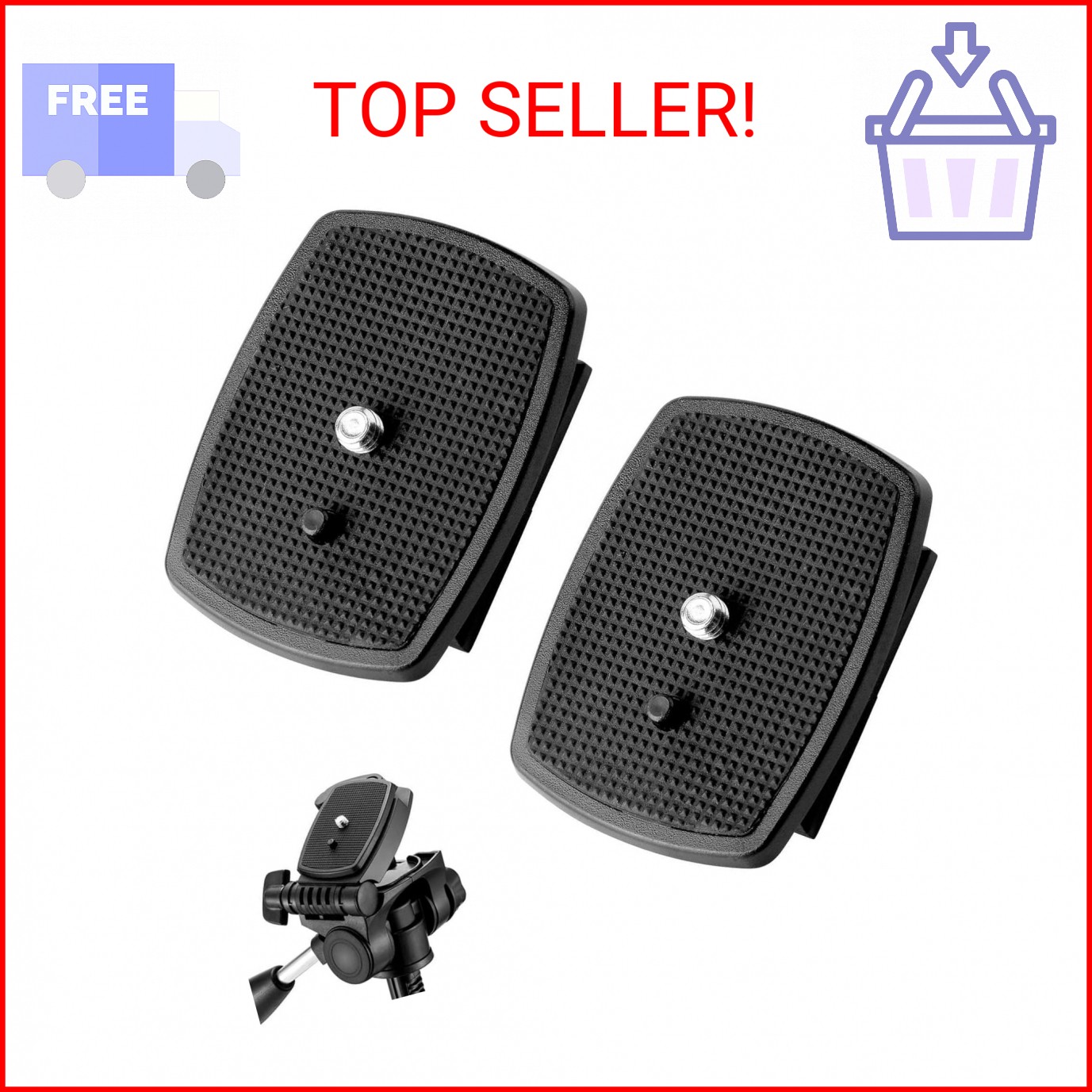 Voganacee 2-Pack Universal 43x43mm Quick Release Plate Set for Velbon Tripods, C