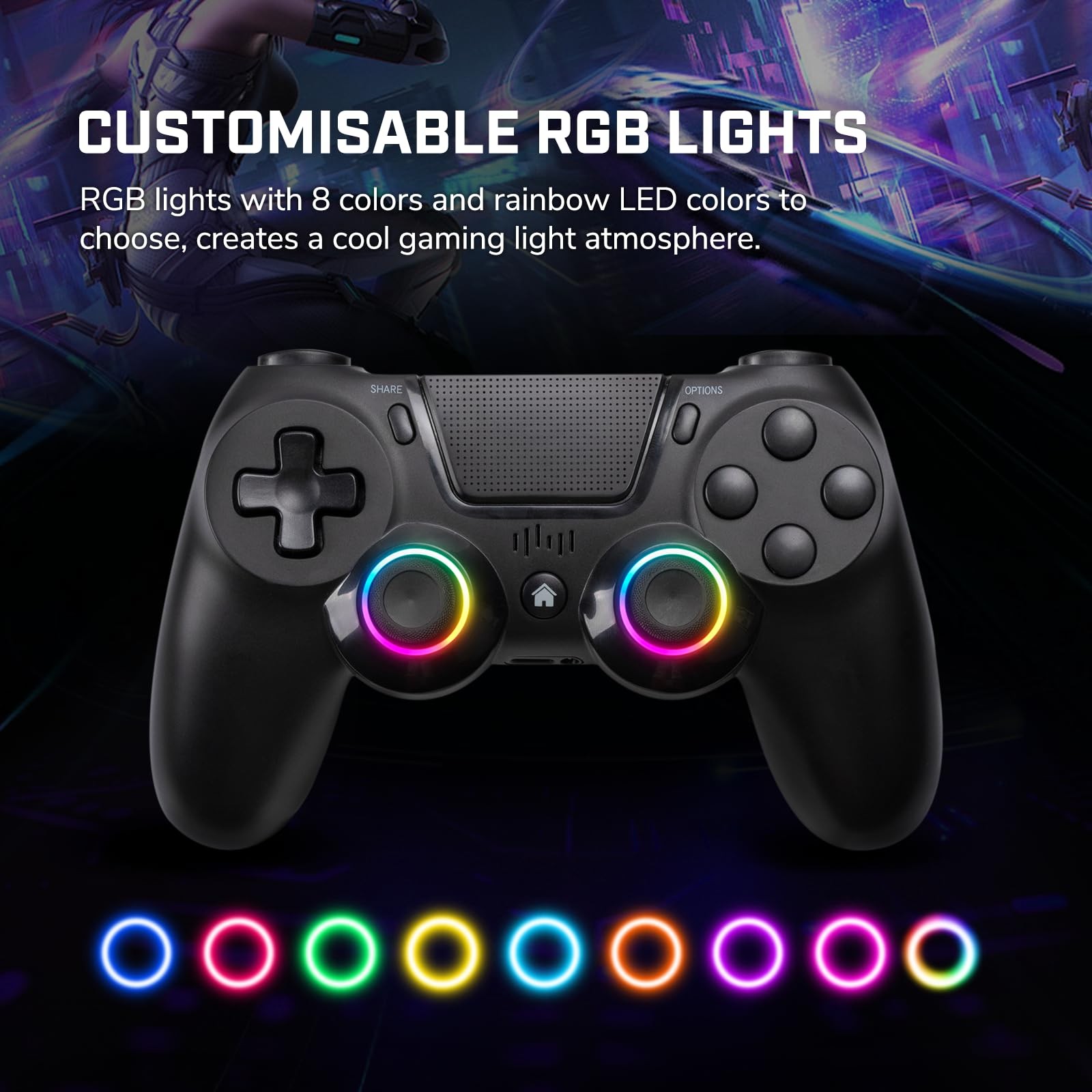2 Pack Wireless PS-4 Controller, Game Remote Controller with PS-4/Slim//PC, R...