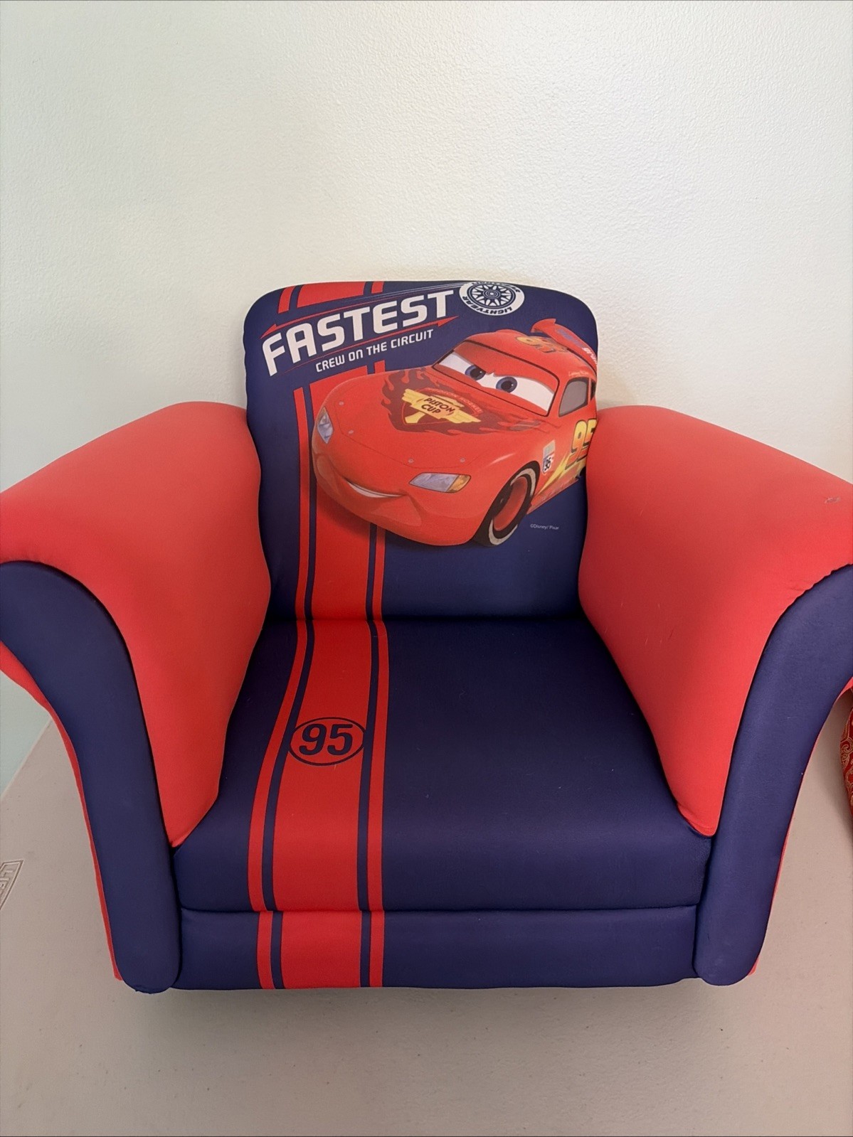 Disney Pixar Lightning McQueen Cars Upholstered Kids Chair That Rocks
