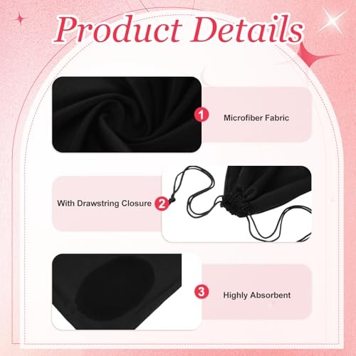 Ski Goggle Bag, Microfiber Bag with Cleaning Cloth Drawstring Pouch 2 Black