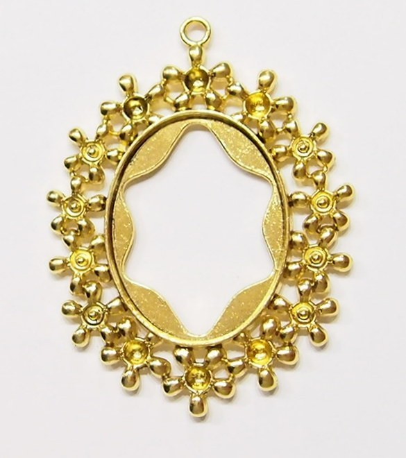4 of 40x30mm Shiny Gold Victorian Beaded Flower Large Floral Pendant Setting