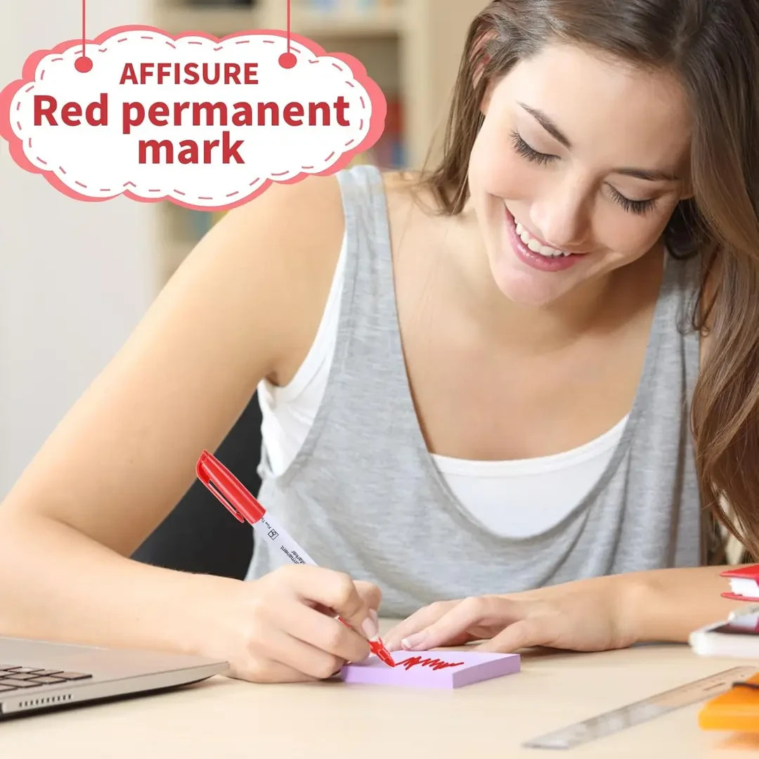 Affisure Red Permanent Markers Bulk, 75 Count, Fine Point Marker