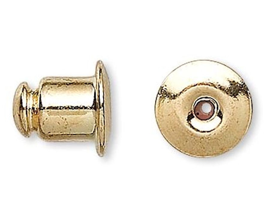 Earnut, 10 OR 100 Gold Plated Brass 5.5x5mm Barrel For Earring Backs & Hat Pin