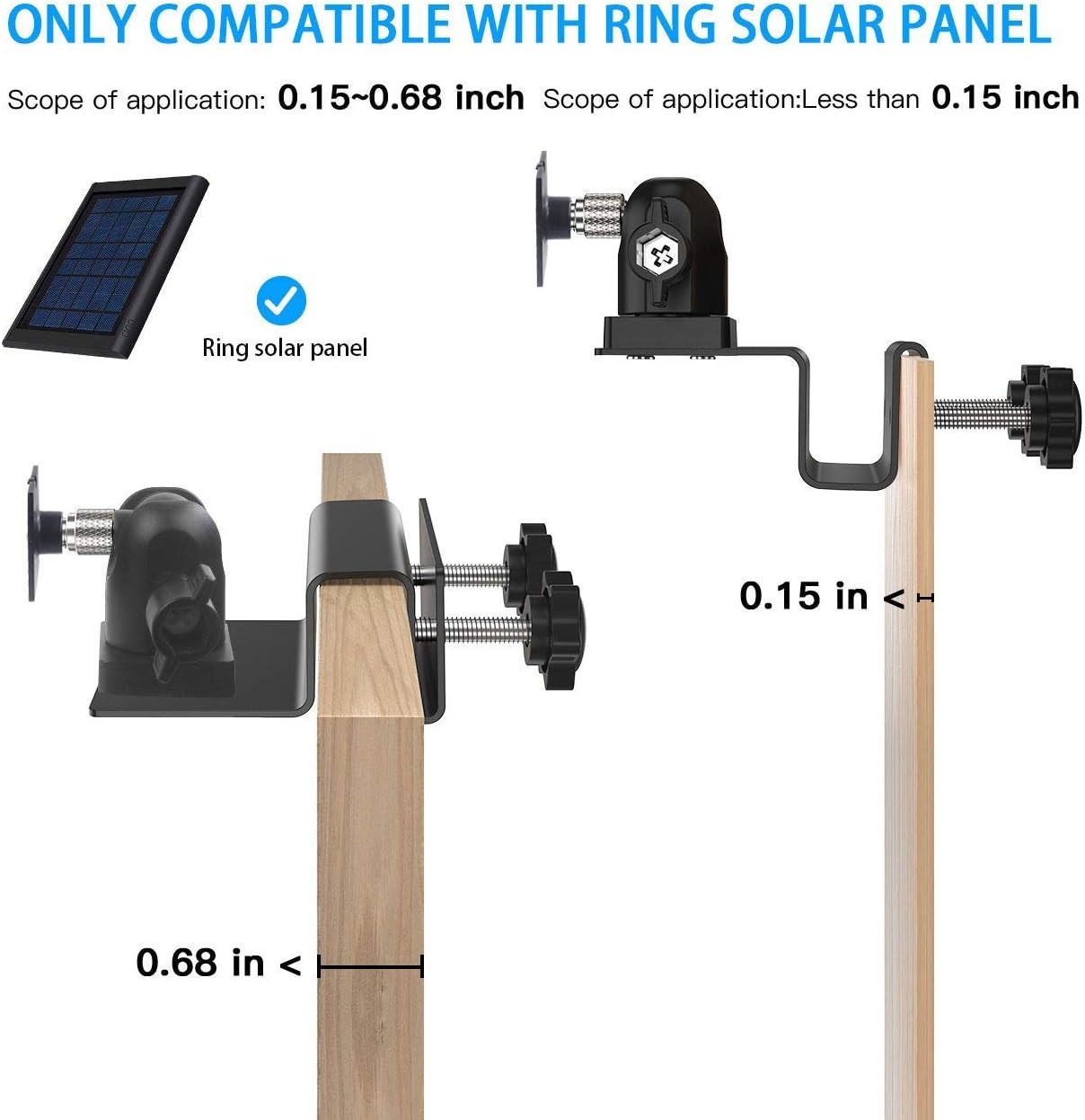Weatherproof Gutter Mount for Ring Solar Panel - Black