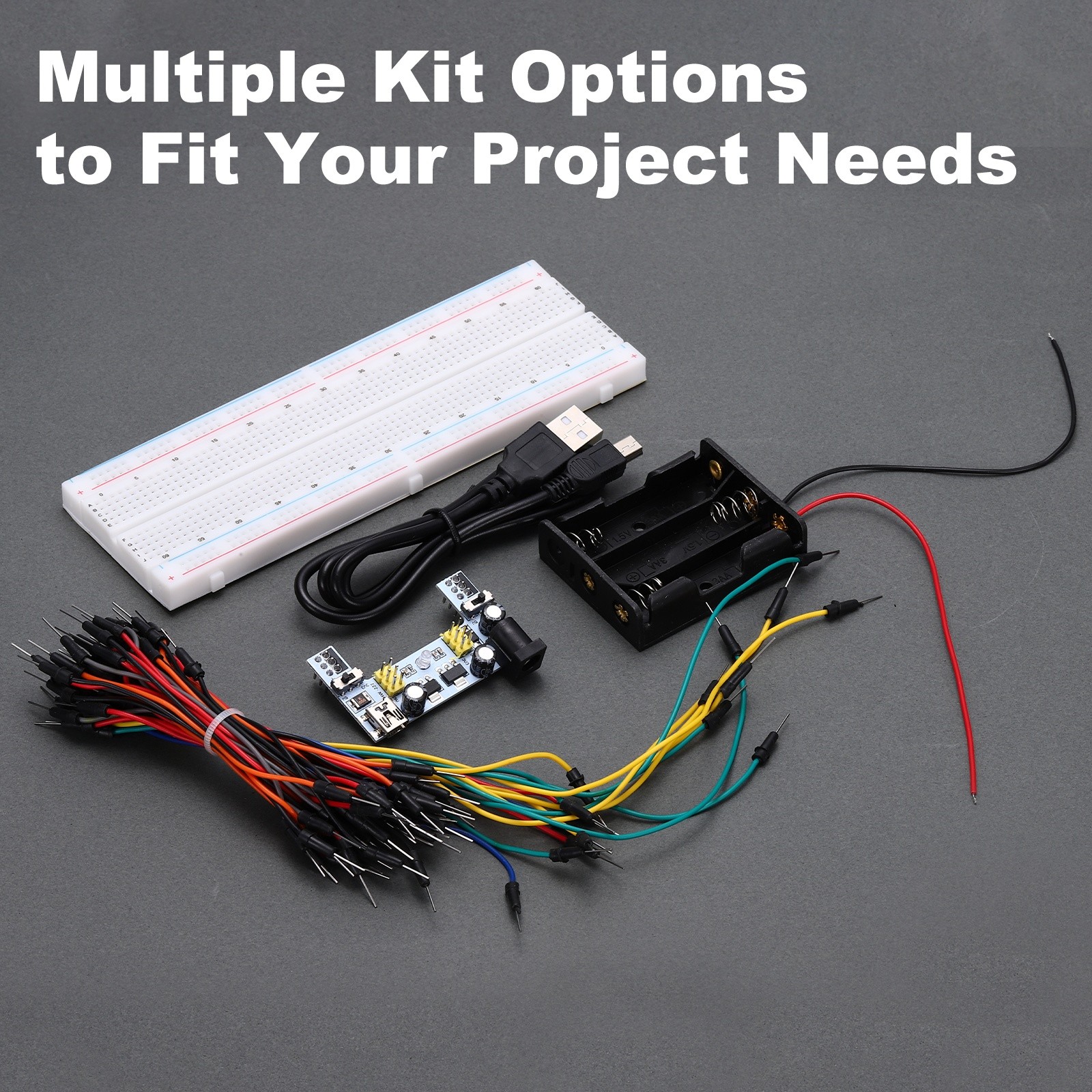 Breadboard Kit 830 with 2 Power Supply Modules Mini USB Cable Jumper Wires