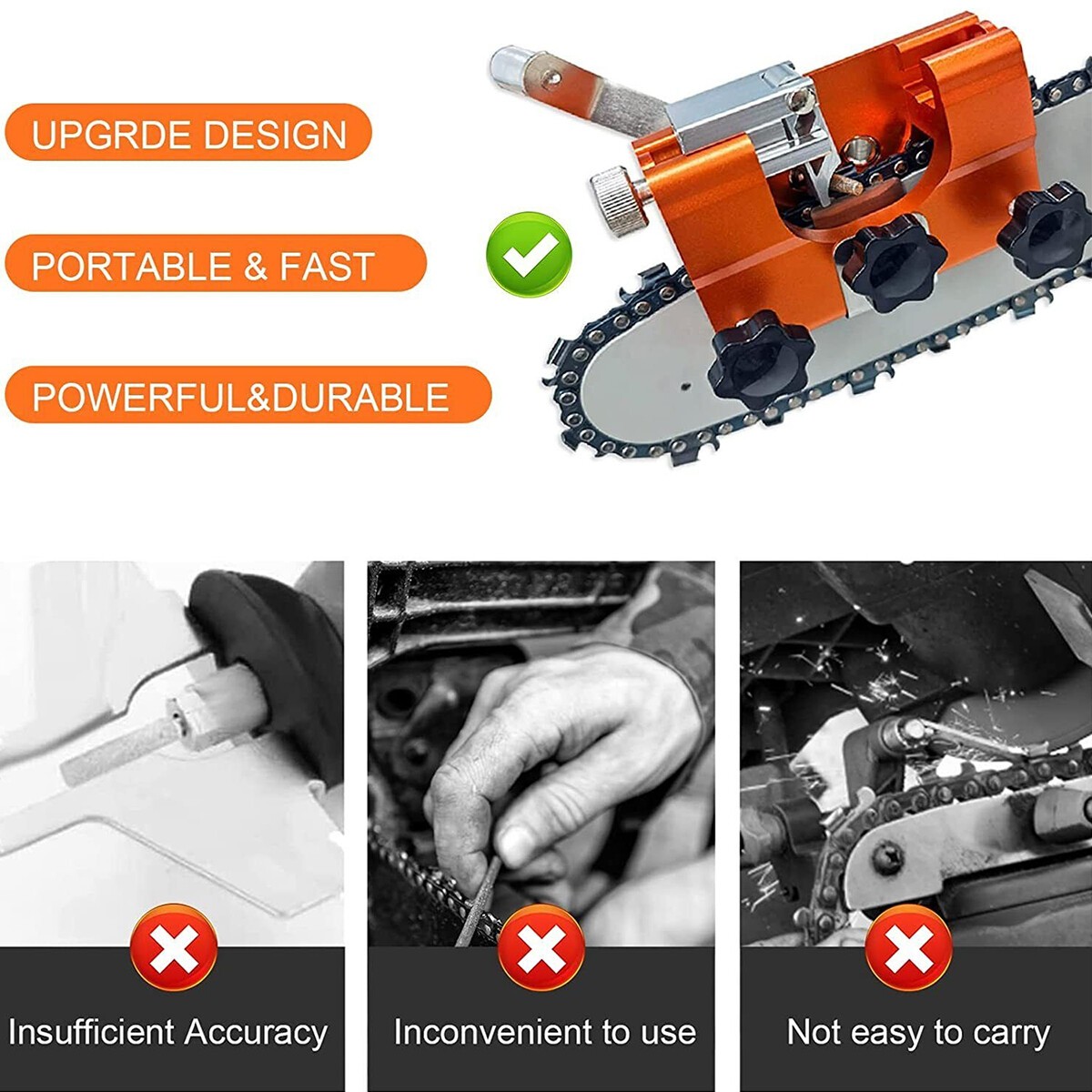 Chainsaw Chain Sharpening Jig Portable Hand Crank Sharpener Tool Set