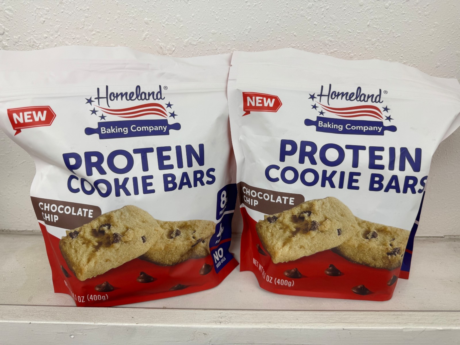 Homeland Protein Cookie Bars Chocolate Chip 2 Pack 8g Protein Snack Bars 14.1oz